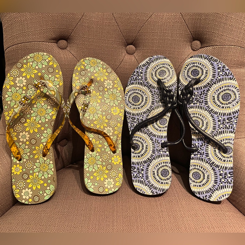 Vera Bradley Flip Flops - 2 pairs L 9/10